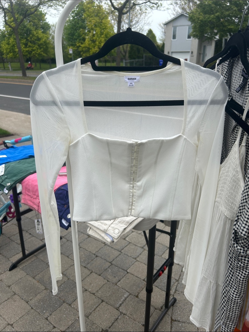 Garage Cream Long Sleeve Crop Top